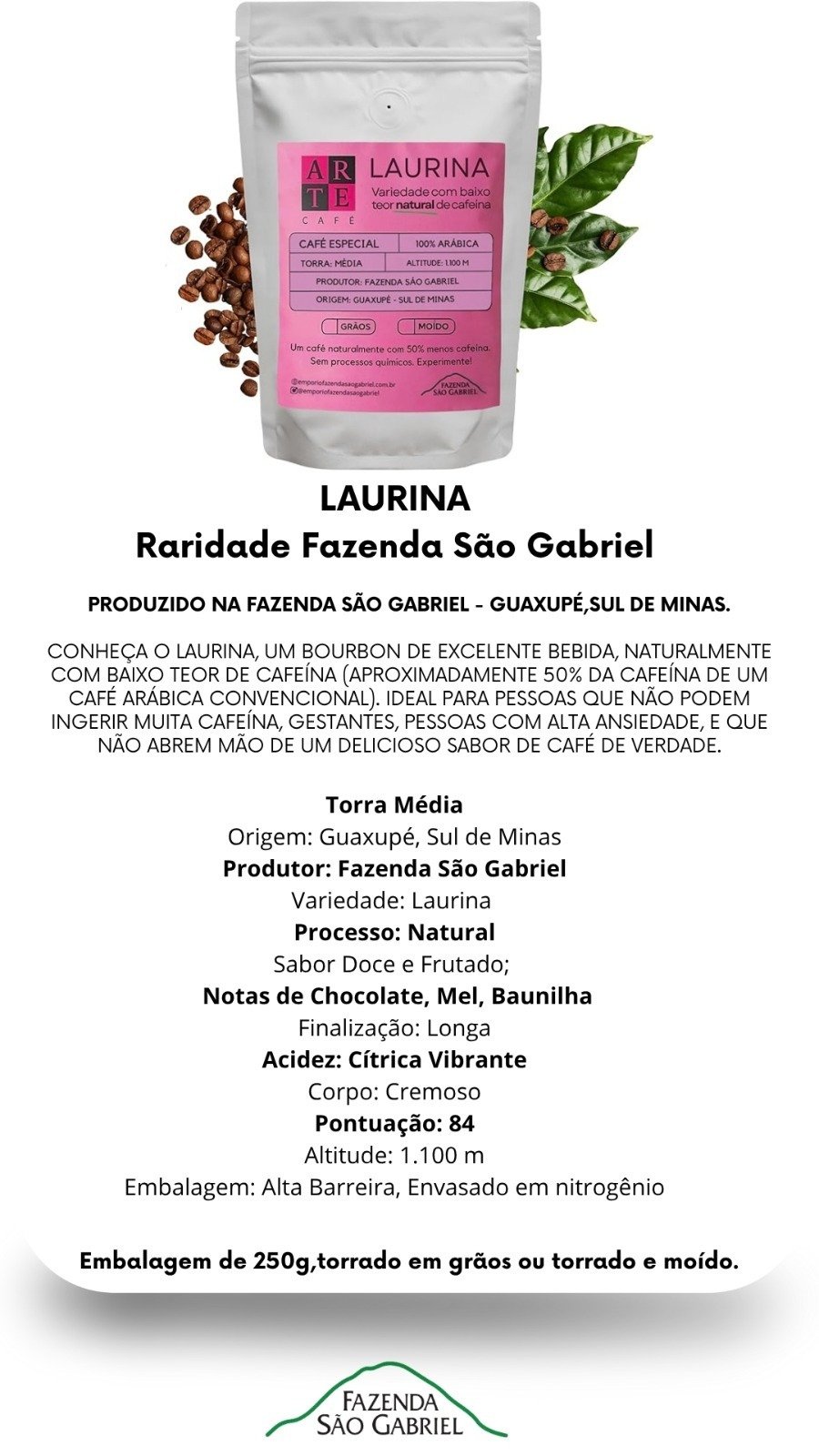 Café especial Laurina Ficha Técnica